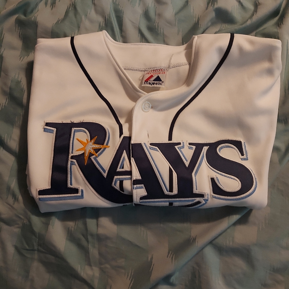 Tampa Bay Rays Men's Large Majestic‎ VTG White Authentic Jersey